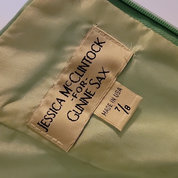 Vintage Jessica McClintock Gunne Sax Green Dress Gown 80s Petticoat Ruffle - Picture 10 of 16